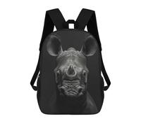 sinyumoney Black Rhino Portrait Rucksäcke Für Kinder, Schulranzen, 3D-gedruckte Rucksäcke, Rucksäcke Für Grund- Und Mittelschüler (Jungen Und Mädchen) 17inch