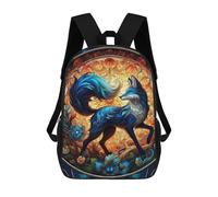 sinyumoney Blue Fox Majesty Schulrucksack, 3D-gedruckter Kinderrucksack Für Jungen Und Mädchen, Schulrucksack, Reiserucksack 17inch