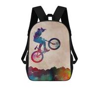 sinyumoney BMX Rider Silhouette 17-Zoll-Rucksäcke Für Kinder, 3D-gedruckte Schulrucksäcke Für Grund- Und Mittelschüler (Jungen Und Mädchen)
