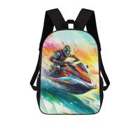 sinyumoney Cartoon Jet Ski Rider Kinderrucksäcke, 43 Cm (17 Zoll), 3D-gedruckt, Für Kinder, Reiserucksäcke, Schultaschen