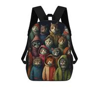 sinyumoney Cats in Winter Coats Kinderrucksack, Schultasche Für Kinder, 3D-gedruckte Schulrucksäcke Für Jungen Und Teenager, Schüler 17inch