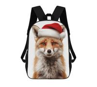 sinyumoney Christmas Fox Wearing A Santa Hat Modischer Rucksack, Wasserdichter Freizeitrucksack Für Damen, Herren Und Teenager 17inch
