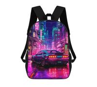 sinyumoney City Cars Neon Rucksack Schulrucksack Oberstufe Sekundarstufe Freizeitrucksack Für Camping, Outdoor-Abenteuer Und Tägliche Reisen 17inch