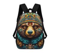 sinyumoney Colorful Bear Portrait-8 Kinder-Schulrucksack 17 Zoll, Schulrucksack, Freizeitrucksack, Reiserucksack, Jungen, Mädchen, Großer Tagesrucksack 17inch