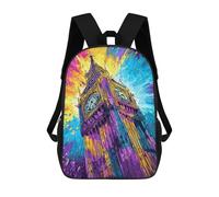 sinyumoney Colorful Big Ben Art Print Schulrucksack, Business-Rucksack, Robuste Laptoptasche Für Camping, Outdoor-Abenteuer Und Den Täglichen Gebrauch 17inch