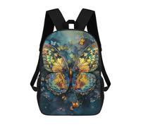 sinyumoney Colorful Butterfly Art Print Schulrucksack 3D-gedruckter Kinderrucksack 17inch Rucksack Tasche Schultasche Für Kinder Jungen Mädchen Büchertaschen Kinder Schultasche Reiserucksack