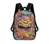 sinyumoney Colorful Monster Mash-Up Schulrucksack, 3D-gedruckt, Jungen Mädchen Schultasche, Kinderrucksack, Reiserucksack 17inch