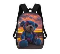 sinyumoney Colorful Sunset Teddy Bear Rucksack Schultasche Oberstufe Sekundarstufe Freizeitrucksack Für Campus Outdoor Reisen Sport 17inch