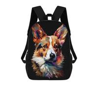 sinyumoney Corgi Geometric Abstract Schulrucksack Für Teenager, 3D-Druck, Verstellbar, Modische Tasche Mit Fächern Für Kinder, Jungen, Mädchen, Schüler Und Jugendliche 17inch