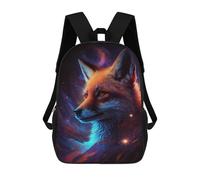 sinyumoney Cosmic Fox Portrait-21 Rucksack Schulrucksack Freizeitrucksack Tagesrucksack Schule Arbeit Reisetasche Für Teenager Mädchen Jungen Frauen Männer 17inch