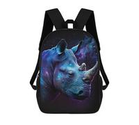 sinyumoney Cosmic Rhino Art Print Kinder-Schulrucksack, 43 Cm (17 Zoll), 3D-gedruckt, Cooler Rucksack Für Kinder, Reiserucksack, Büchertasche, Schultasche