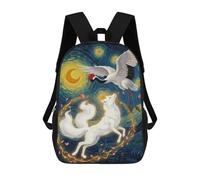 sinyumoney Crane, Fox, And Starry Night Rucksack Schule Business Laptop Rucksack Tasche Unisex Freizeit Tagesrucksack Für Teenager Mädchen Jungen Frauen Männer 17inch
