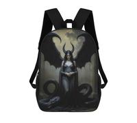 sinyumoney Demonic Lilith, Dark Angel with Dragon Wings Kinder-Schulrucksack 17 Zoll, Schulrucksack, Freizeitrucksack, Reiserucksack, Jungen, Mädchen, Großer Tagesrucksack 17inch