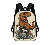 sinyumoney Dinosaur Crushing Cars Illustration Leichter Schulrucksack, Schulrucksack, Tagesrucksack, College-Rucksack Für Männer, Frauen Und Teenager 17inch