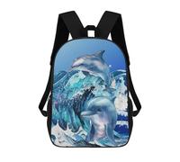 sinyumoney Dolphins in The Surf Rucksack Freizeitrucksack Schul-/Arbeitsrucksack Reisetasche Für Damen/Herren 17inch