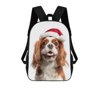 sinyumoney English Toy Spaniel Dog with Santa Hat Großer, Wasserabweisender Schulrucksack Für Laptops, Geeignet Für Jungen, Mädchen Und Jugendliche 17inch