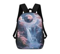 sinyumoney Fantasy Waterfall Paradise -1 Kinderrucksäcke, Schulrucksack, 3D-gedruckter Rucksack Für Kinder, Reiserucksack, Büchertasche, Kinder-Schultasche 17inch Schultasche