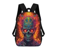 sinyumoney Flaming Skull Artwork -7 Rucksack Schulrucksack Freizeitrucksack Schul-Arbeits-Reiserucksack Für Jungen/Mädchen/Teenager 17inch
