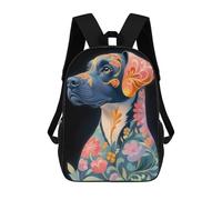 sinyumoney Floral Dog Boxe Portrait Animal Schultaschen, Robuste Business-Laptoptasche Für Männer, Frauen Und Teenager 17inch
