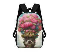 sinyumoney Floral Floating House-1 Kinderrucksack, Schulrucksack, 3D-gedruckter Cartoon-Rucksack Mit Großem Fassungsvermögen Für Jungen Und Mädchen 17inch