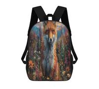 sinyumoney Fox in Wildflower Field Schulrucksack, Modischer Schreibwarenrucksack, Wasserdichter Freizeitrucksack Für Damen Und Herren 17inch