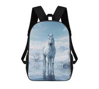 sinyumoney Frozen Horse in Ice World 3D-gedruckter Schulrucksack Für Kinder, Reiserucksack, Büchertasche Für Jungen, Grundschüler 17inch