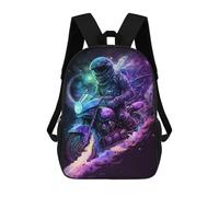 sinyumoney Galactic Motorcycle Ride -12 Kinderrucksäcke, Schulrucksack, 3D-gedruckter Rucksack Für Kinder, Reiserucksack, Büchertasche, Kinder-Schultasche 17inch Schultasche