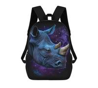 sinyumoney Galactic Rhino Cosmic Wildlife Art Kinder-Schulrucksack, 43 Cm (17 Zoll), 3D-gedruckt, Cooler Rucksack Für Kinder, Reiserucksack, Büchertasche, Schultasche