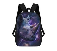sinyumoney Galactic Rhino Majesty Kinderrucksäcke, Schulrucksack, 3D-gedruckter Rucksack Für Kinder, Reiserucksack, Büchertasche, Kinder-Schultasche 17inch Schultasche