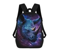 sinyumoney Galactic Rhino Portrait-13 3D-gedruckter 17inch Schulrucksack Für Kinder, Schulrucksack, Reiserucksack, Modischer Freizeitrucksack Für Kinder Und Schüler