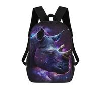 sinyumoney Galactic Rhino Portrait-16 Modischer Kinder-Schulrucksack Für Den Alltag 17inch 3D-gedruckte Schultaschen, Großer Jungen-Schulrucksack