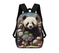 sinyumoney Giant Panda with Flowers Kinder-Schulrucksack, 43 Cm (17 Zoll), 3D-gedruckt, Cooler Rucksack Für Kinder, Reiserucksack, Büchertasche, Schultasche