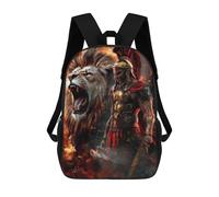 sinyumoney Gladiator Vs. Lion Epic Battle -2 Rucksack Kinder Schultasche Jungen Cartoon 3D-Druck Schüler Schulrucksack Laptop Tagesrucksack Für Jungen Mädchen 17inch