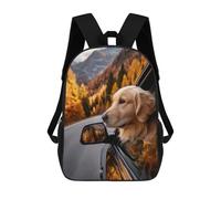sinyumoney Golden Retriever Road Trip Adventure Schulrucksack Für Die Sekundarstufe, Freizeit, Reisen, Camping, Outdoor-Abenteuer Und Den Täglichen Gebrauch 17inch