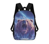 sinyumoney Grizzly Bear Roar Tapestry Kinder-Schulrucksack 17 Zoll, Schulrucksack, Freizeitrucksack, Reiserucksack, Jungen, Mädchen, Großer Tagesrucksack 17inch