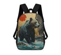 sinyumoney Grizzly Bear Rucksack Schultasche Oberstufe Sekundarstufe Freizeitrucksack Für Campus Outdoor Reisen Sport 17inch