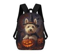 sinyumoney Halloween Dog with Pumpkins Rucksack Schulrucksack Freizeitrucksack Schul-Arbeits-Reiserucksack Für Männer, Frauen Und Teenager 17inch