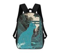 sinyumoney Japan Blue Cat Kinderrucksack, 3D-gedruckter Schulrucksack, Rucksack Für Jungen Und Mädchen, Verstellbarer Schulrucksack Für Die Grundschule 17inch