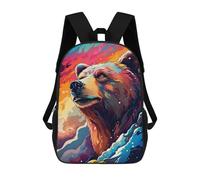sinyumoney Kinder 17inch Schulrucksack Colorful Bear Portrait Artwork Schulrucksack Freizeitrucksack Reiserucksack 3D-gedruckt Jungen Mädchen Tagesrucksack Mit Großem Fassungsvermögen