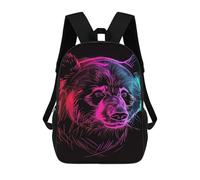 sinyumoney Kinder 17inch Schulrucksack Neon Bear Face Art Print-1 Schulrucksack Freizeitrucksack Reiserucksack 3D-gedruckt Jungen Mädchen Tagesrucksack Mit Großem Fassungsvermögen