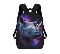 sinyumoney Kinder 17inch Schultasche Galactic Rhino Portrait-10 Kinder-Schulrucksack Schultasche Modischer Freizeit-Reiserucksack 3D-Druck Lustige Coole Büchertaschen