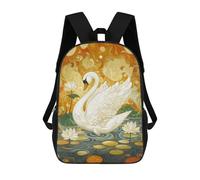 sinyumoney Kinder-Schulrucksack, 3D-gedruckte, Niedliche Reisetaschen White Swan with Spread Wings Kinder-Outdoor-Freizeit-Tagesrucksack Für Mädchen Und Frauen 17inch