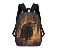 sinyumoney Kinder-Schulrucksack Black Bear in Fire Schulrucksack, Freizeitrucksack, Reiserucksack, 3D-gedruckt, Jungen, Mädchen, Großer Tagesrucksack 17inch