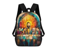 sinyumoney Kinder-Schulrucksack Modern Cubist Vision of The Last Supper Schulrucksack, Freizeitrucksack, Reiserucksack, 3D-gedruckt, Jungen, Mädchen, Großer Tagesrucksack 17inch