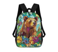 sinyumoney Kinder-Schulrucksack Stained Glass Bear Schulrucksack, Freizeitrucksack, Reiserucksack, 3D-gedruckt, Jungen, Mädchen, Großer Tagesrucksack 17inch