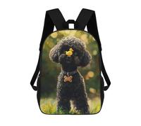 sinyumoney Kinderrucksack, Adorable Poodle with Yellow Duck Toy Schulrucksack Mit Großem Fassungsvermögen Für Schüler, Jungen, Mädchen, Erwachsene Und Jugendliche 17inch