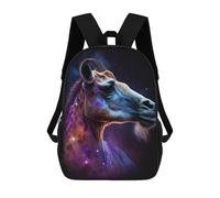 sinyumoney Kinderrucksack, Galaxy Horse Head Art Print Schulrucksack Mit Großem Fassungsvermögen Für Schüler, Jungen, Mädchen, Erwachsene Und Jugendliche 17inch