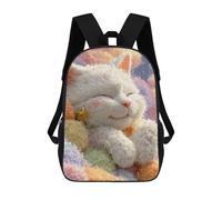 sinyumoney Kinderrucksäcke Fluffy Cat Plush Toy Rucksack Schulrucksack Kinder Schultasche Reiserucksäcke Büchertaschen 3D-gedruckter Rucksack Für Kinder Jungen Und Mädchen 17inch