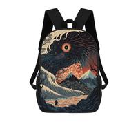 sinyumoney Kinderrucksäcke, Monster Tsunami Volcano Cityscape Kinderrucksack, Schulrucksack, 3D-gedruckter Rucksack, Reiserucksack, Modischer Rucksack, Wasserdichte Schultasche Für Kinder 17inch