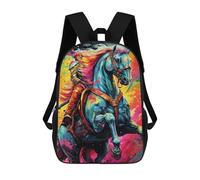 sinyumoney Kinderschultasche Colorful Horse Rider Artwork Bedruckter Kinderrucksack, Reiserucksack, Schultasche Für Jungen Und Mädchen 17inch